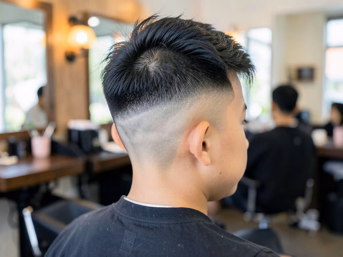 Boy with a boys mid fade