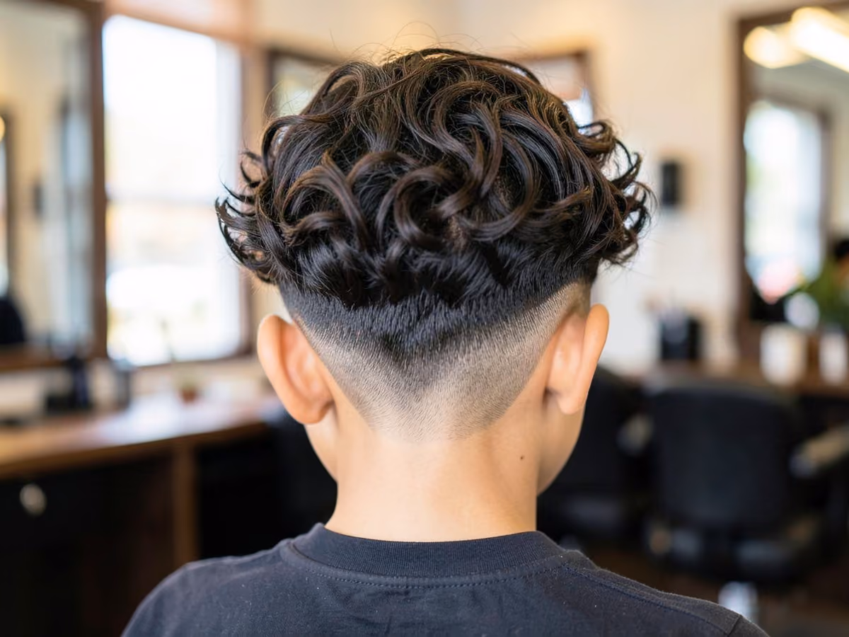Boy with a boys wavy hair fade
