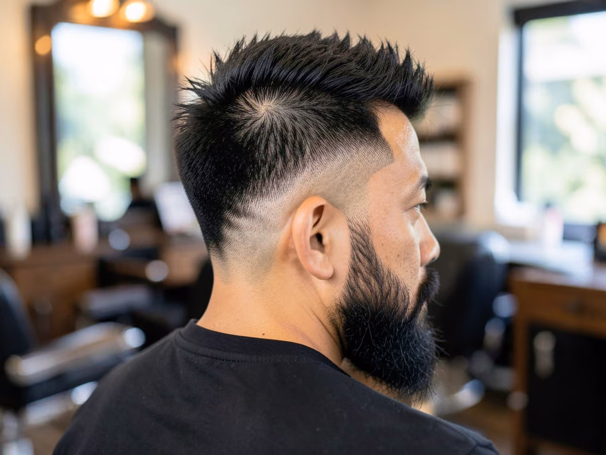 Man with a brad pitt fight club haircut