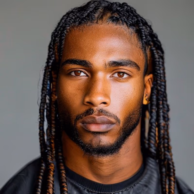 Feed-In Braids hairstyle for men 2026 — Braids for Men variation, best for Fuller braids, less tension, modern barbering by Master Stylist Jessica Hamilton