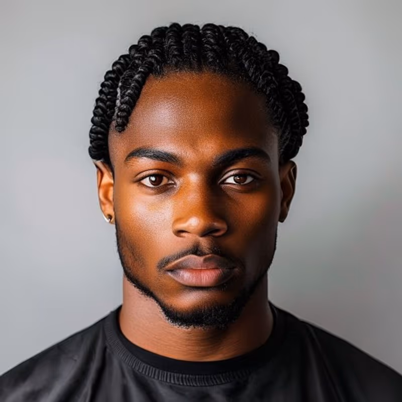 Zig-Zag Cornrows hairstyle for men 2026 — Braids for Men variation, best for Creative, eye-catching patterns, modern barbering by Master Stylist Jessica Hamilton