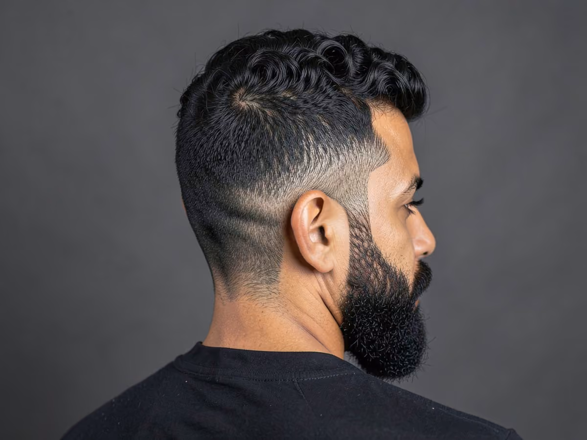 Man with a short broccoli cut