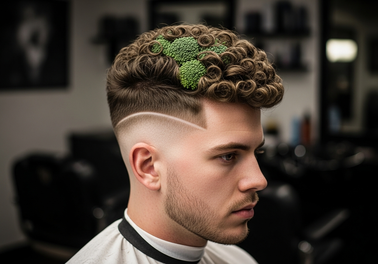 Broccoli Style Burst Fade 2026 - Dense Fluffy Curls Round Burst Fade
