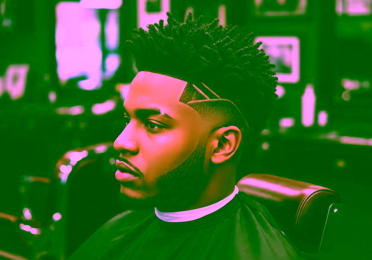 Burst Fade Curly Hair hairstyle for men 2026 — burst fade variation, best for oval, round, diamond faces + curly/coily hair, modern barbering by Master Stylist Jessica Hamilton