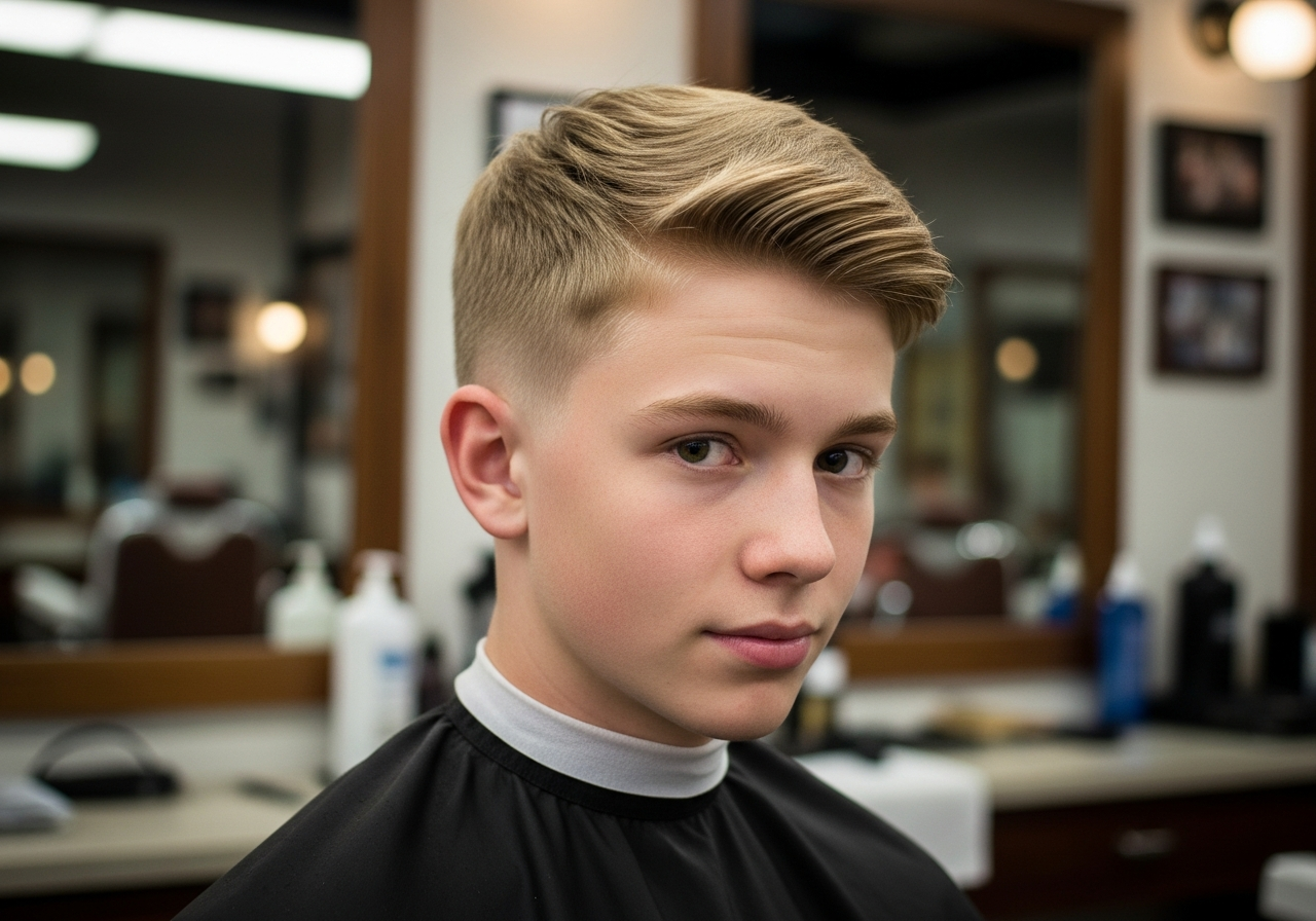 Burst Fade for Boys 2026 - Youthful Round Burst Fade with Fluffy Top