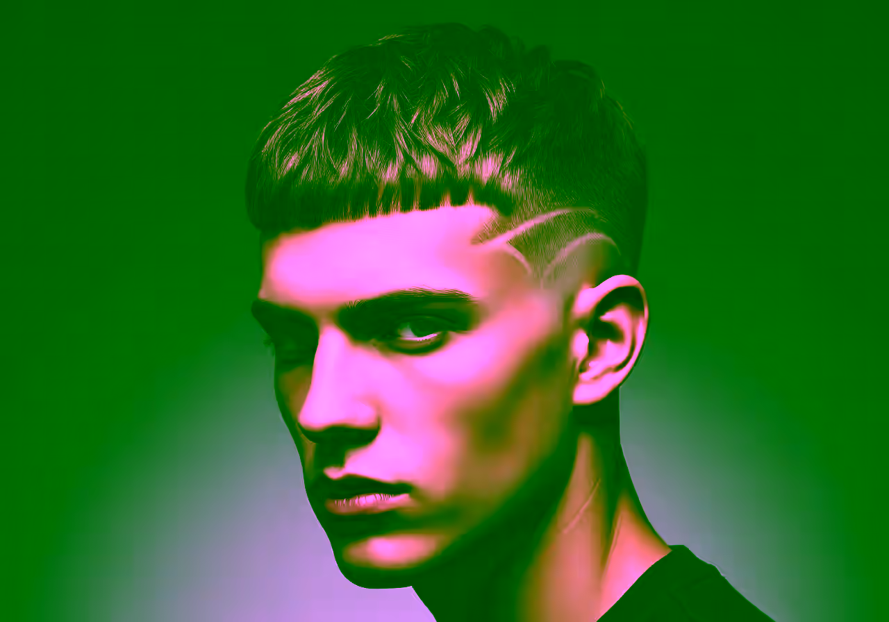 Burst Fade French Crop hairstyle for men 2026 — burst fade variation, best for square, diamond faces + straight/wavy hair, modern barbering by Master Stylist Jessica Hamilton