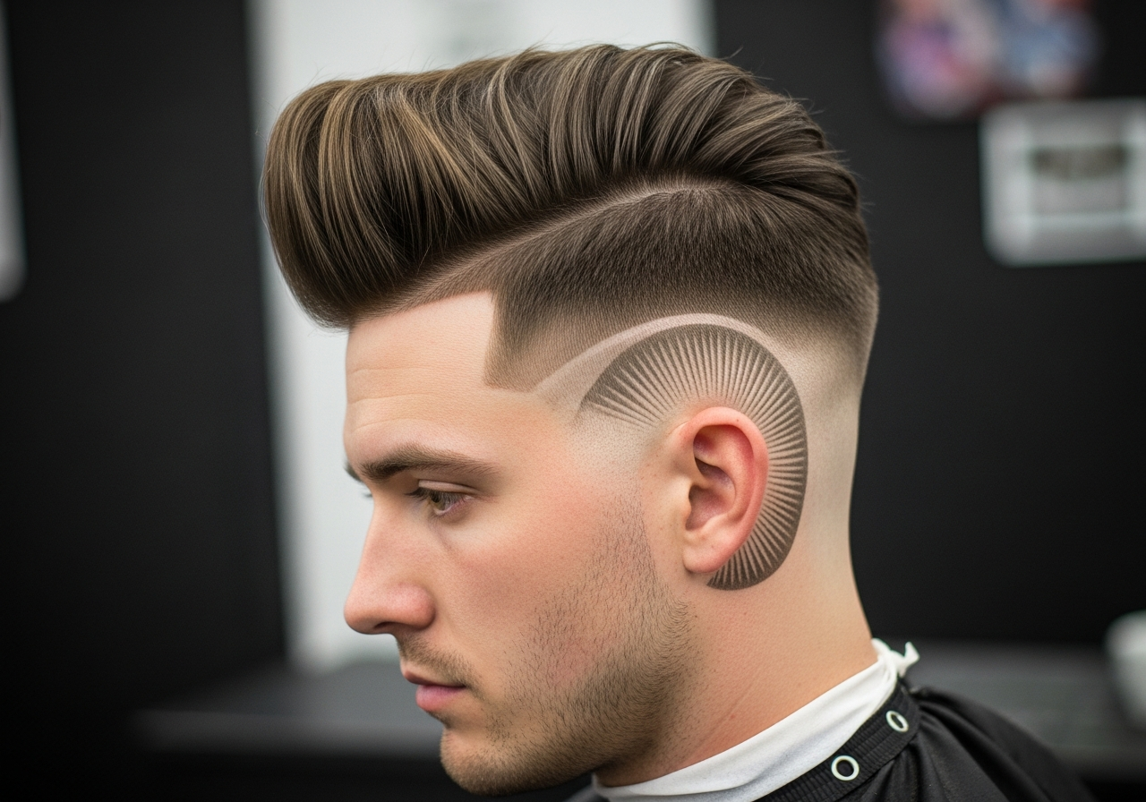 Burst Fade Pompadour 2026 - High Volume Round Burst Fade for Round Faces