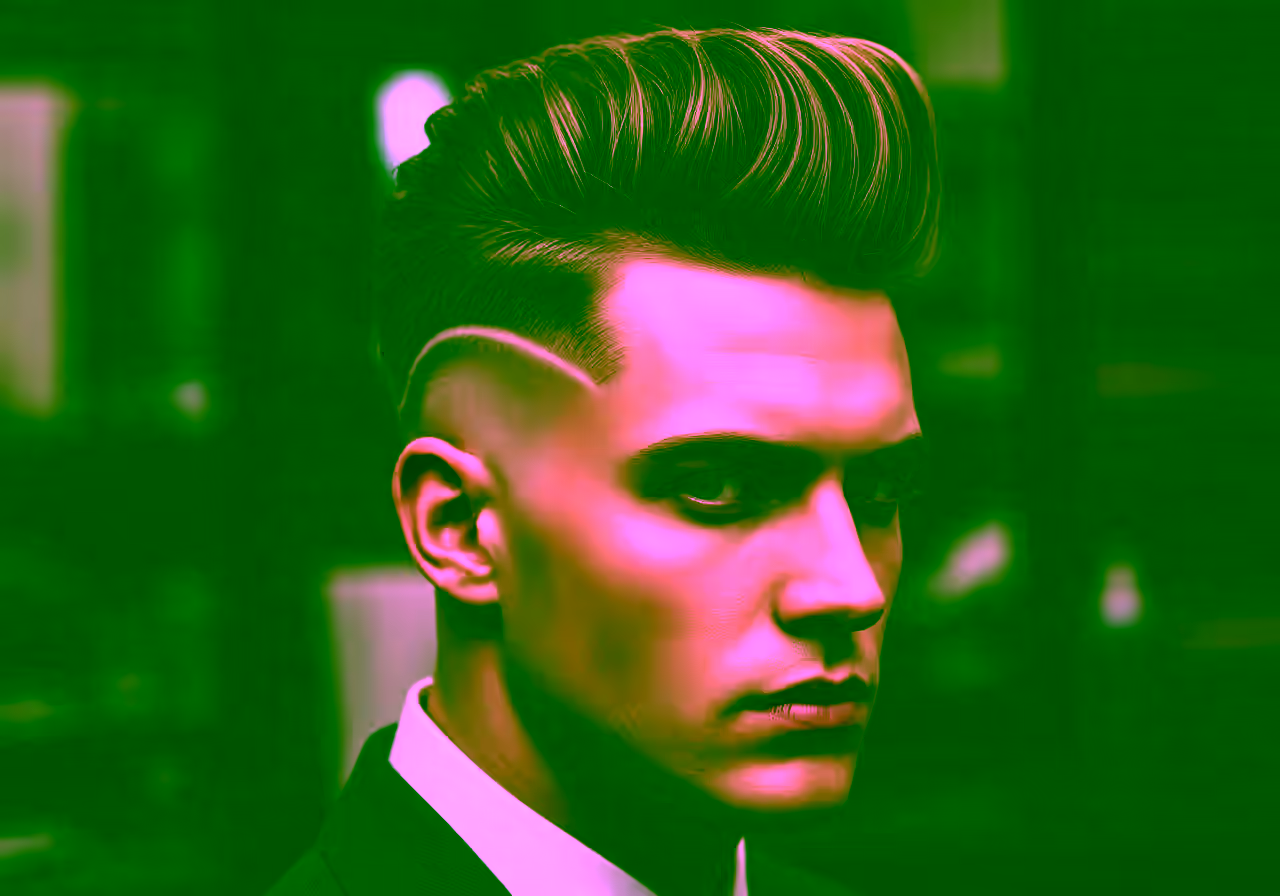 Burst Fade Quiff hairstyle for men 2026 — burst fade variation, best for oval faces + medium-thick hair, modern barbering by Master Stylist Jessica Hamilton