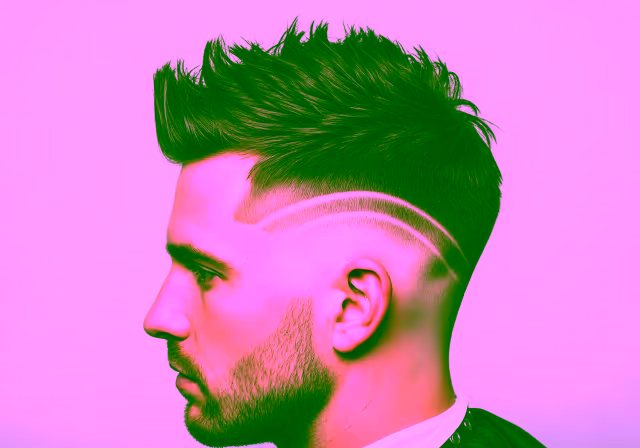 Burst Fade Spiky Hair hairstyle for men 2026 — burst fade variation, best for round/oval faces + straight hair, modern barbering by Master Stylist Jessica Hamilton