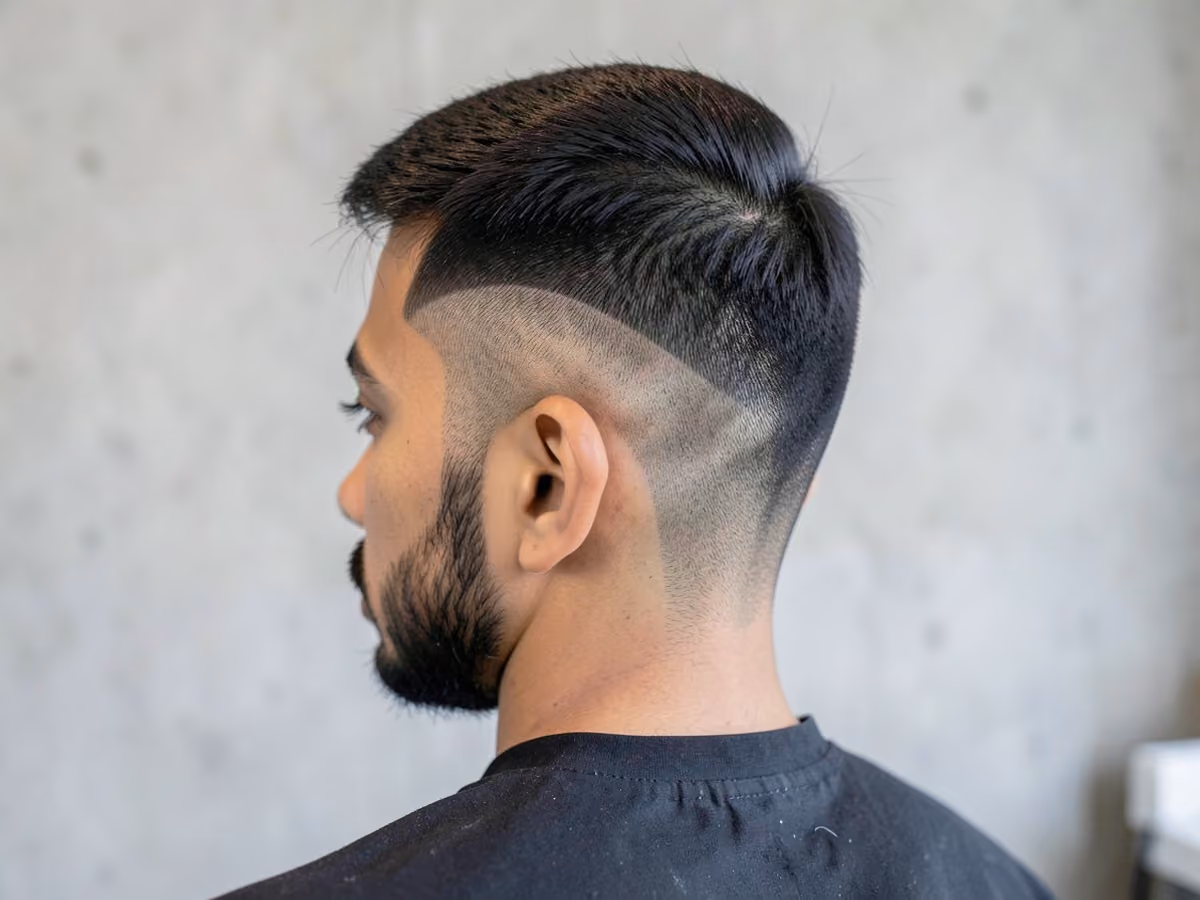 Man with a burst fade for straight hair