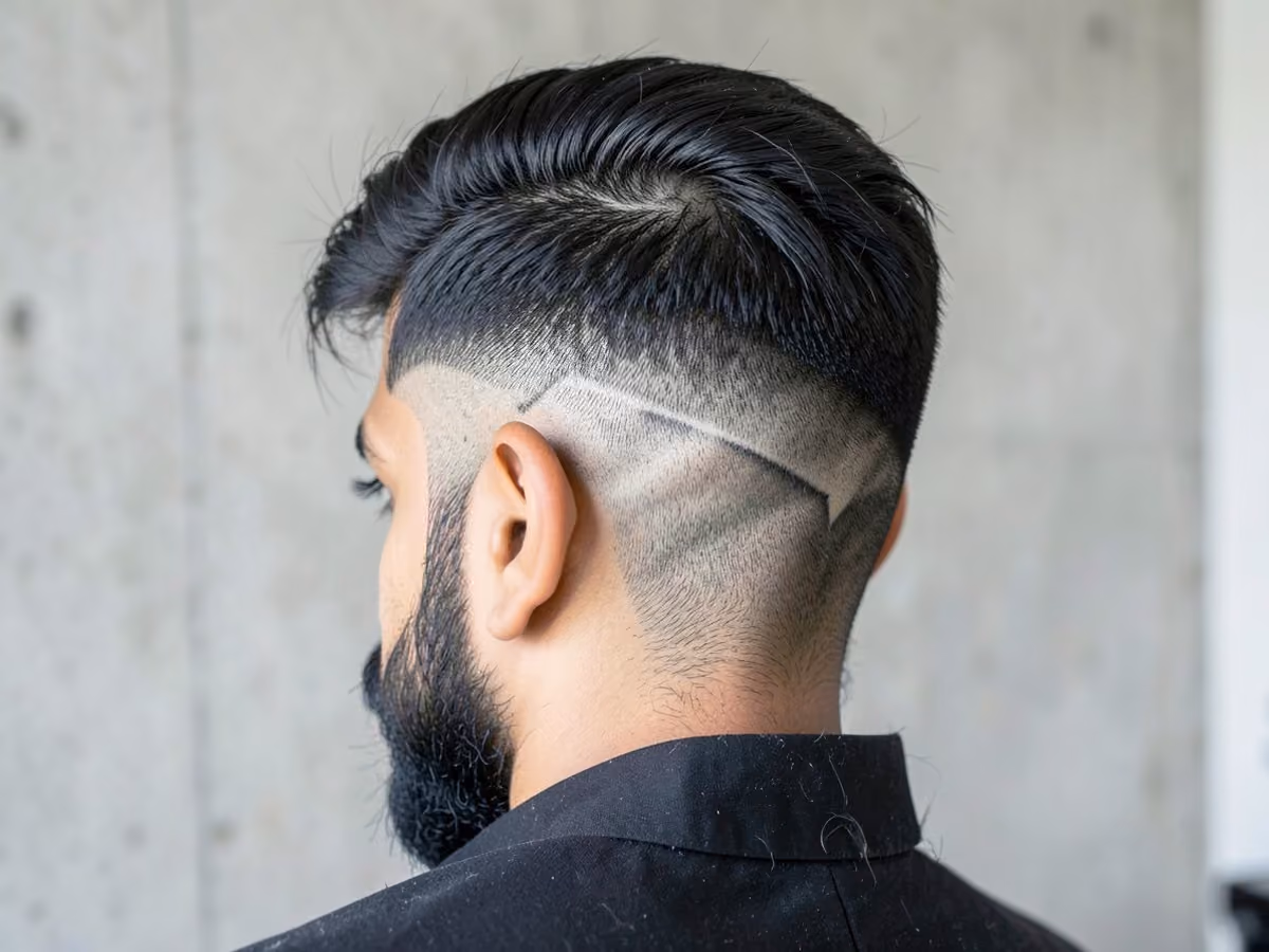 Man with a burst fade lightning bolt