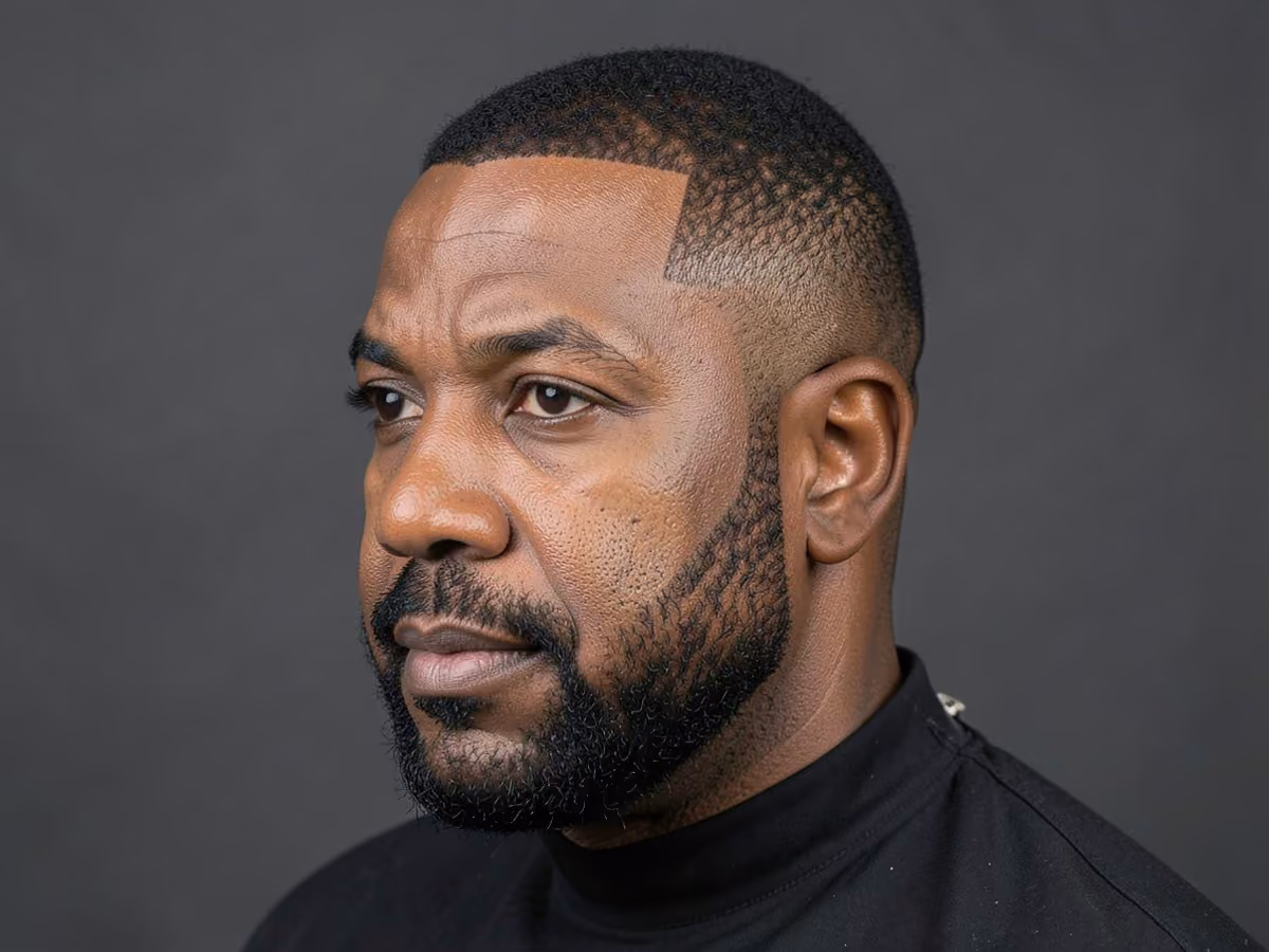 Man with a burst fade with stubble