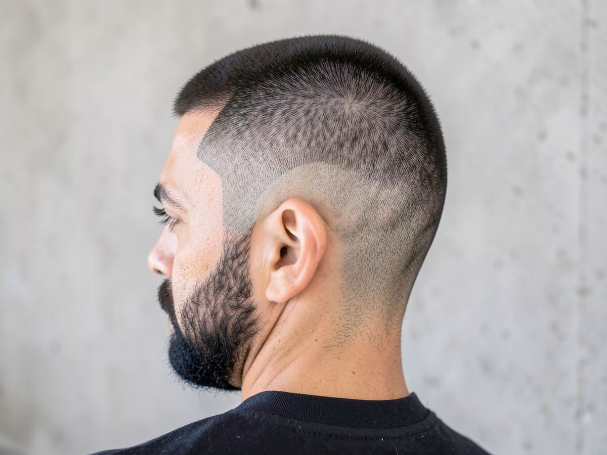 Man with a buzzed burst fade