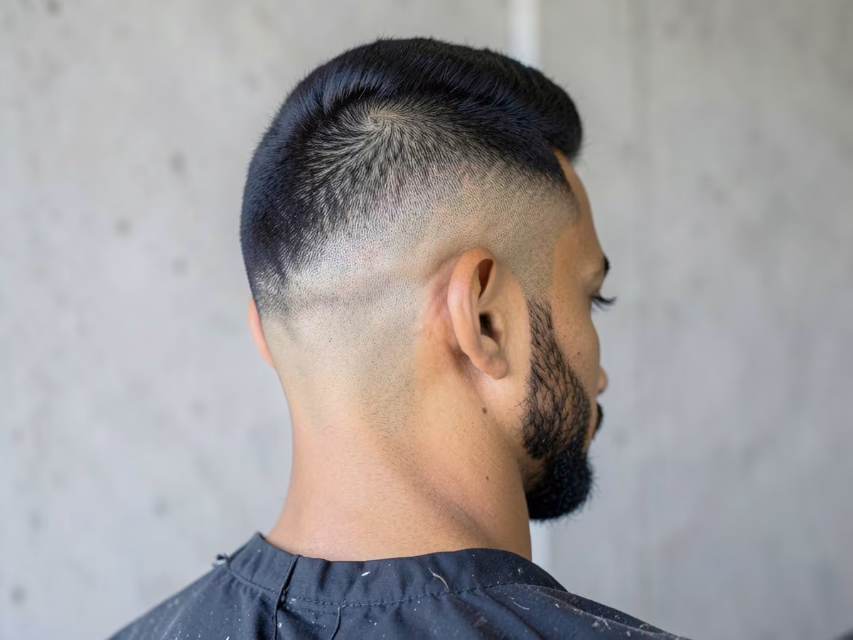 Man with a shadow burst fade