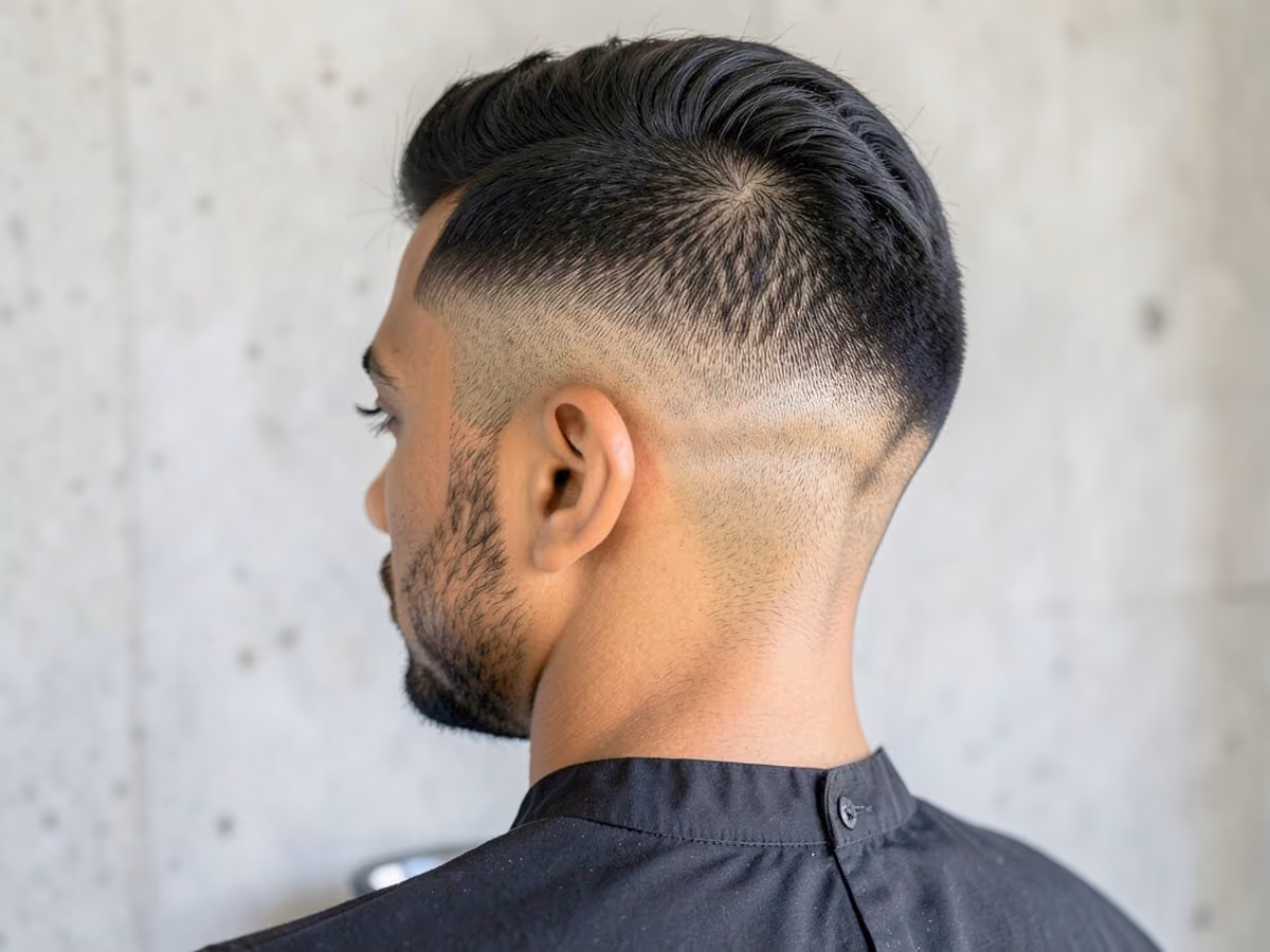 Man with a wide burst fade