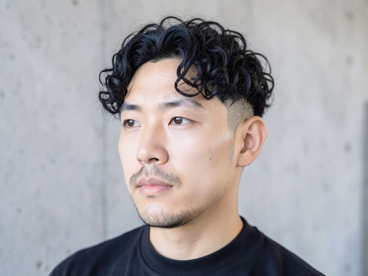 Man with a curly butch cut