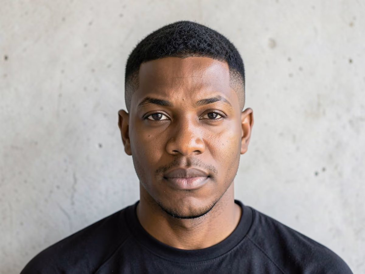 Man with a short butch cut