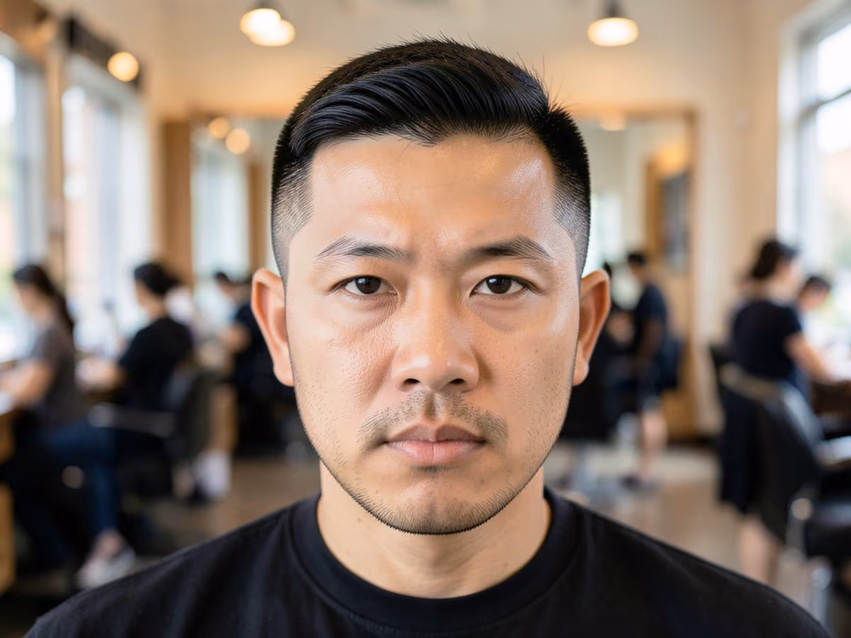Man with a square butch cut