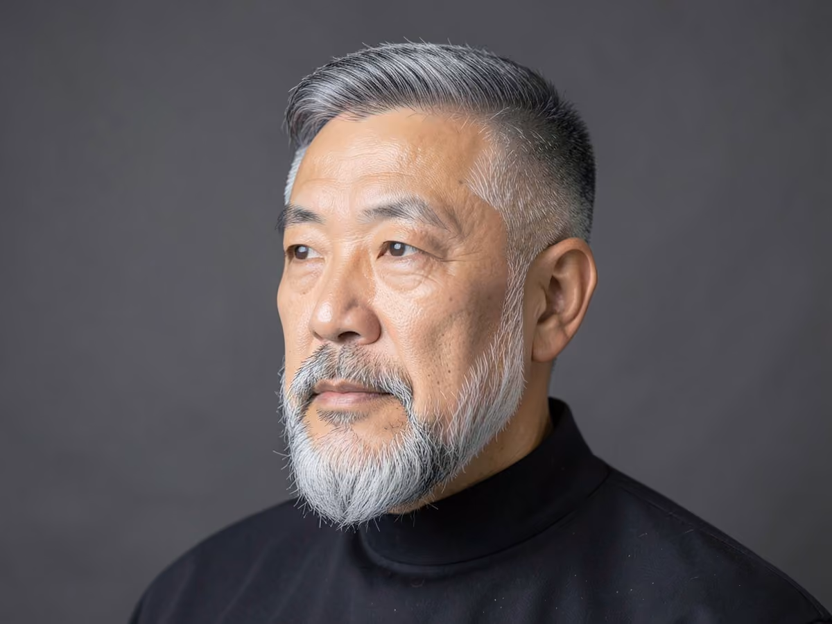 Man with a drake taper with beard haircut