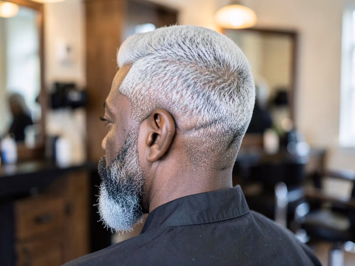 Man with a george clooney silver crop haircut