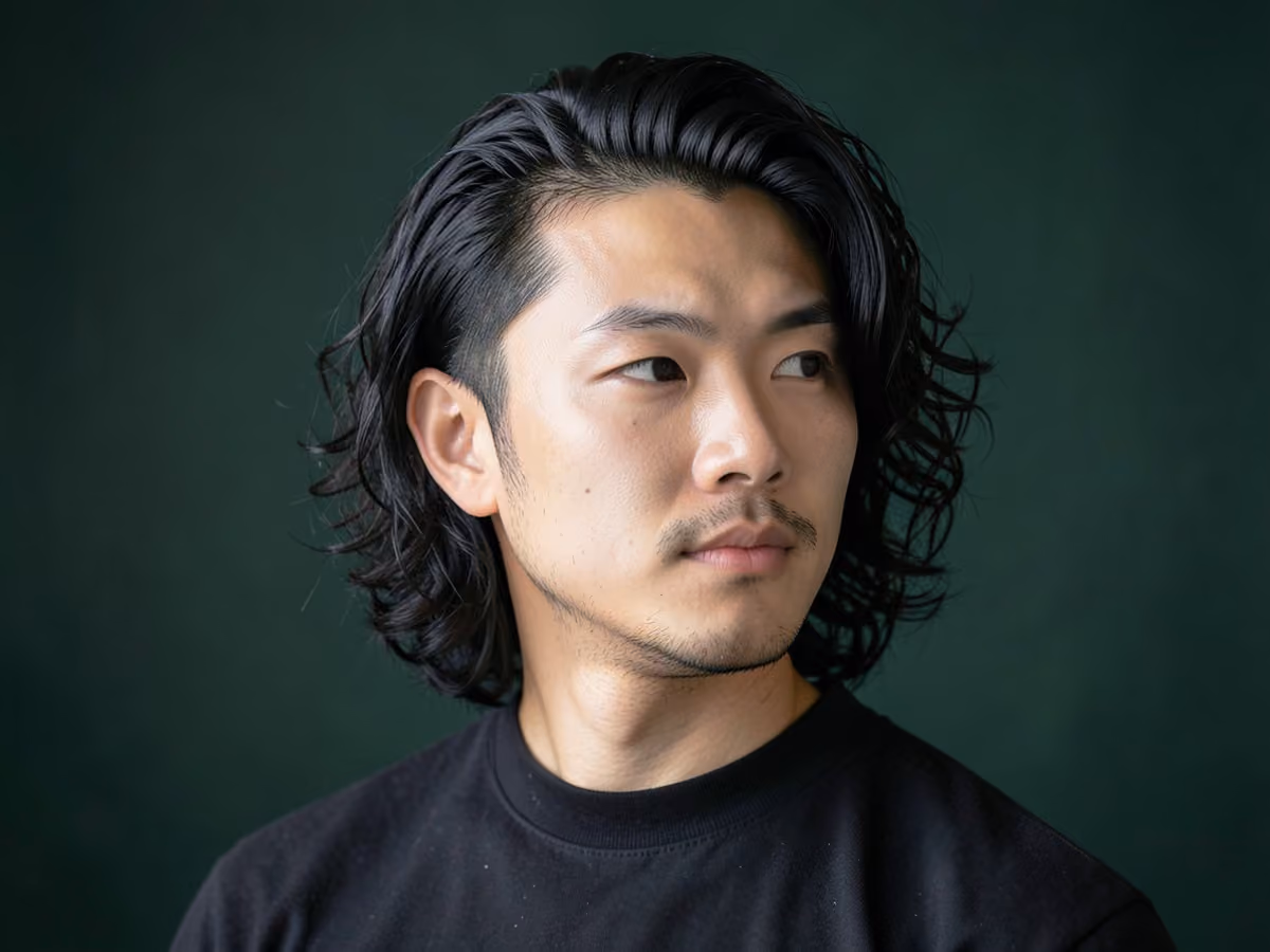 Man with a harry styles long curls