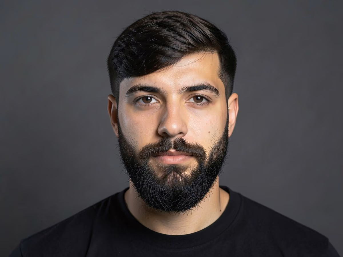 Man with a justin bieber swoop haircut