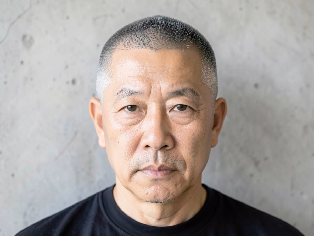 Man with a kylian mbappé buzz cut