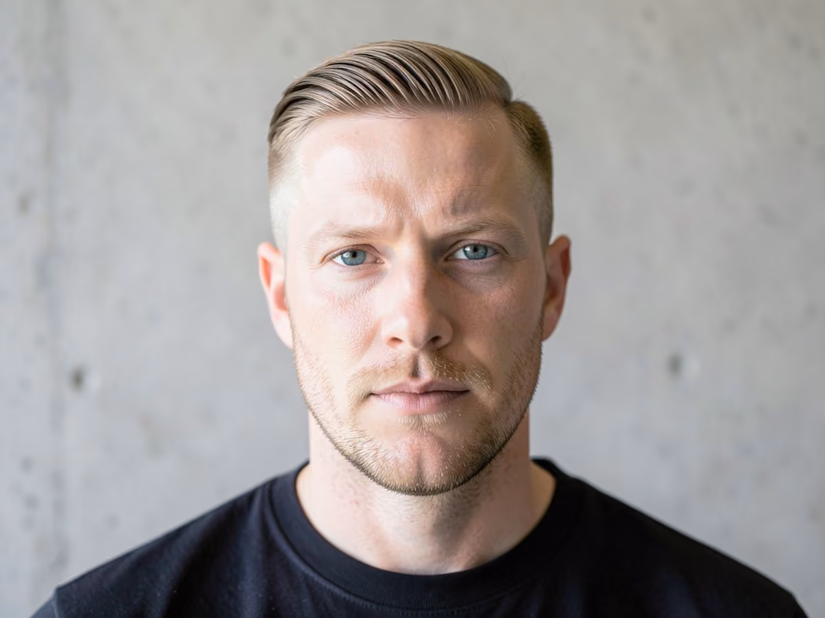 Man with a ryan gosling side part