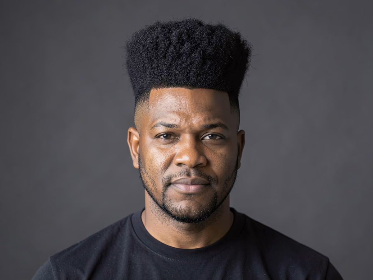 Man with a will smith high top fade