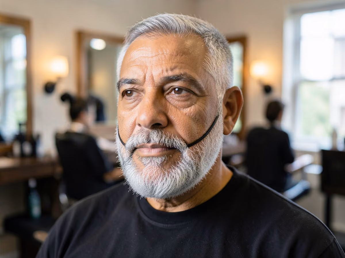 Man with a chin strap for round face haircut