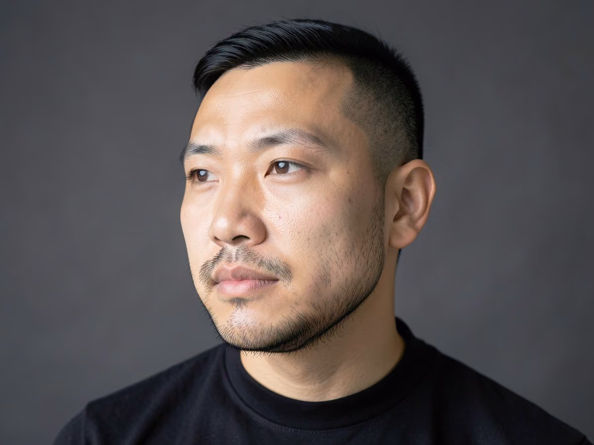 Man with a chin strap with stubble haircut