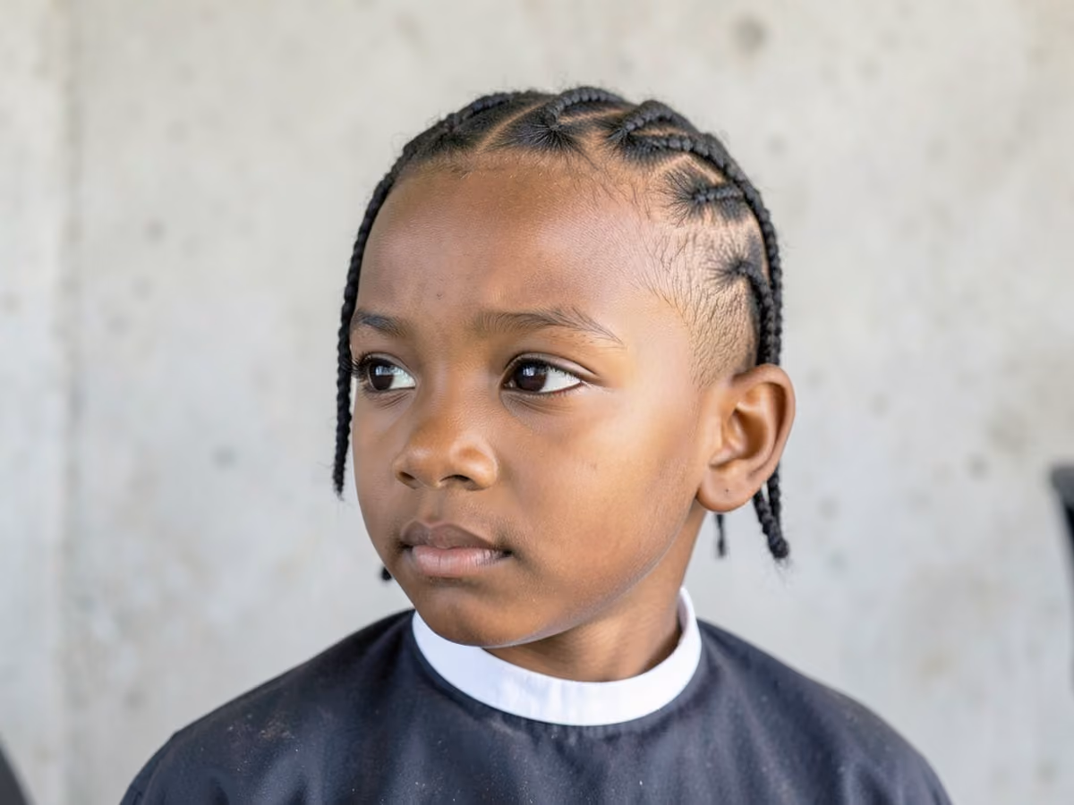 Boy with a boys straight back cornrows