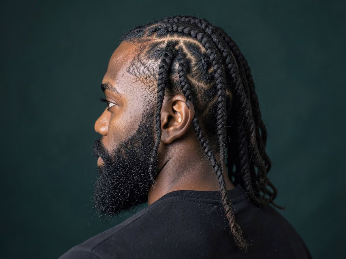 Man with a cornrows for straight hair