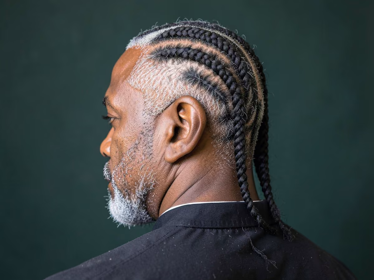 Man with a cornrows into twists haircut