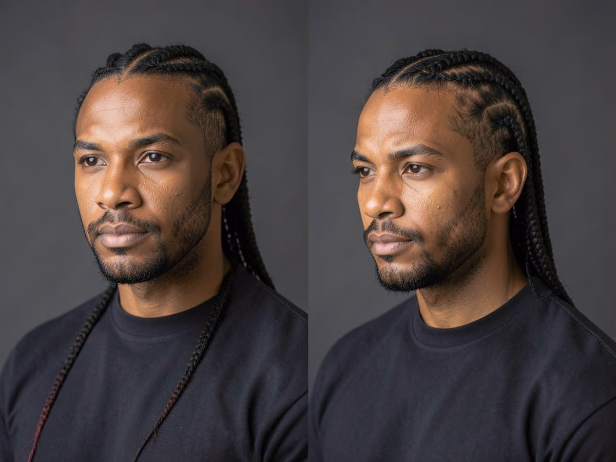 Man with a cornrows with extensions haircut