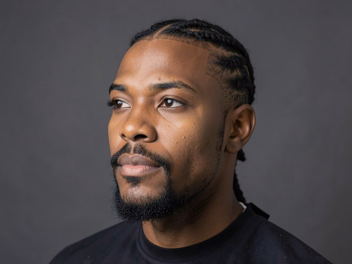 Man with a cornrows with goatee haircut