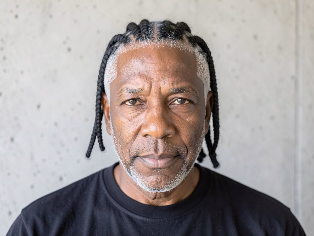 Man with a cornrows with low fade