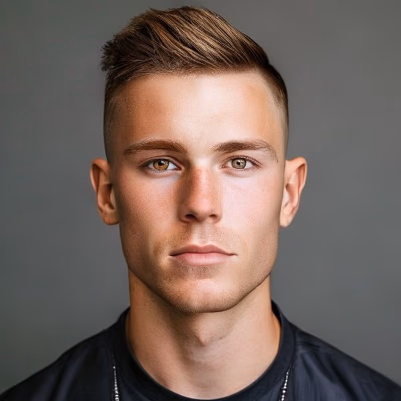 Brushed-Up Crew Cut hairstyle for men 2026 — Crew Cut variation, best for Adding a little shape and height, modern barbering by Master Stylist Jessica Hamilton