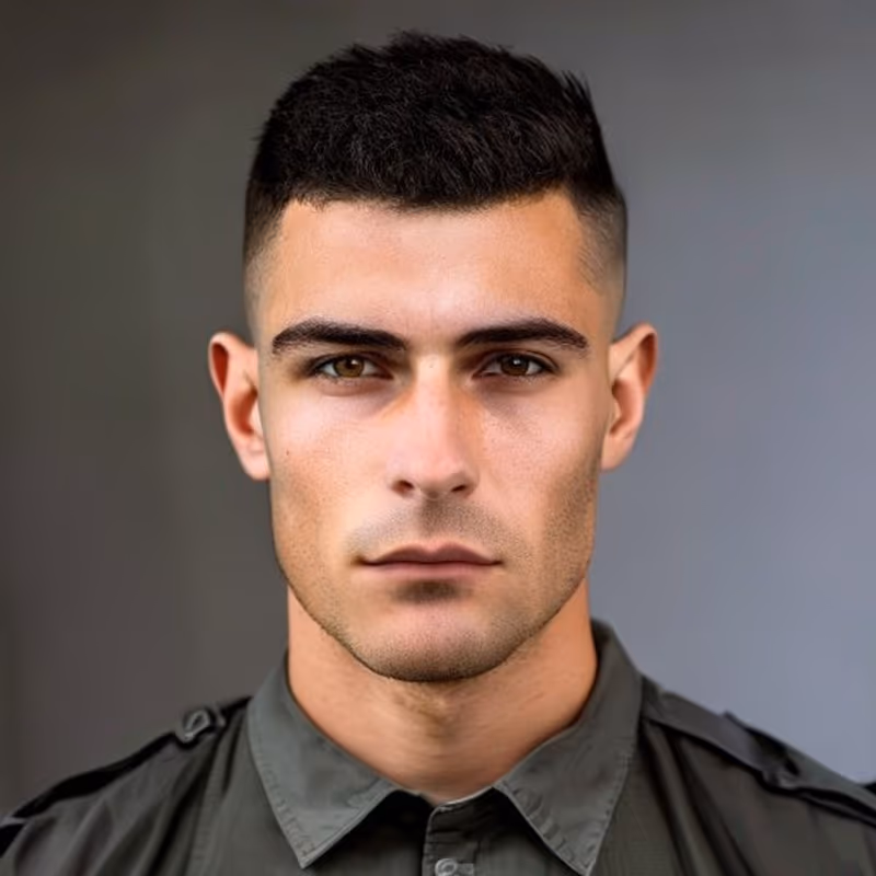 Butch Cut hairstyle for men 2026 — Crew Cut variation, best for Maximum simplicity with a little shape, modern barbering by Master Stylist Jessica Hamilton