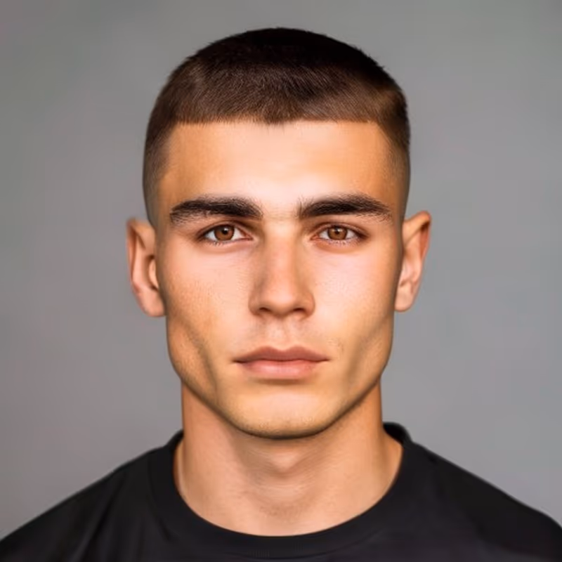 Classic Crew Cut hairstyle for men 2026 — Crew Cut variation, best for Almost every face shape and hair type, modern barbering by Master Stylist Jessica Hamilton