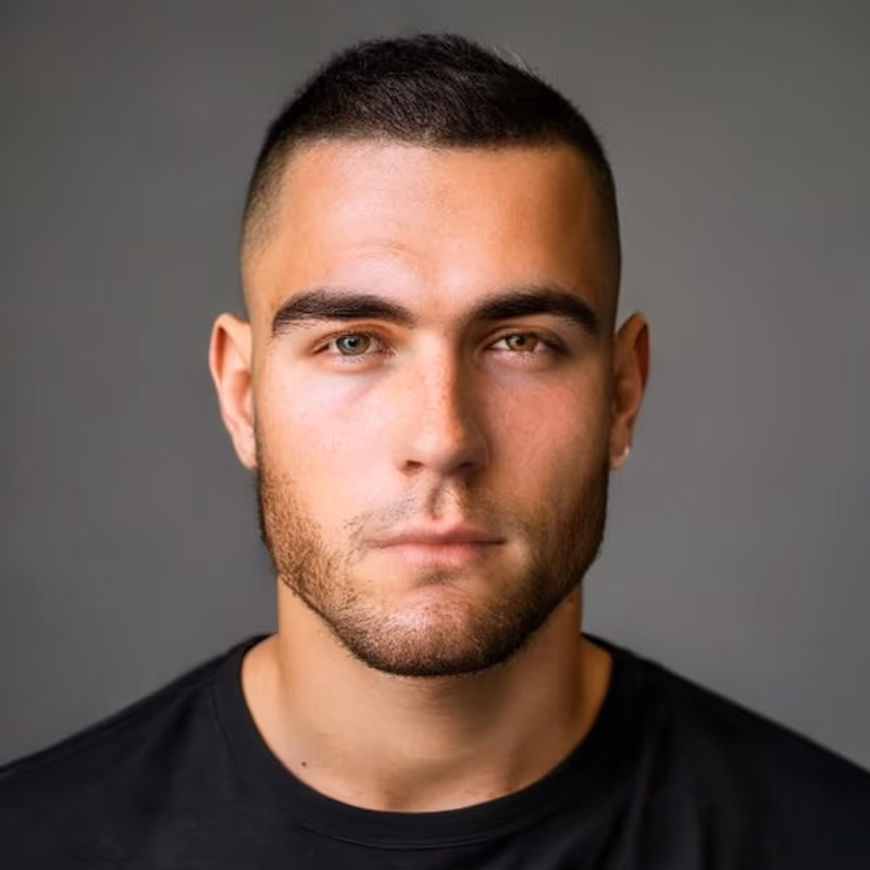 Crew Cut Mid Fade hairstyle for men 2026 — Crew Cut variation, best for The balanced all-rounder, modern barbering by Master Stylist Jessica Hamilton