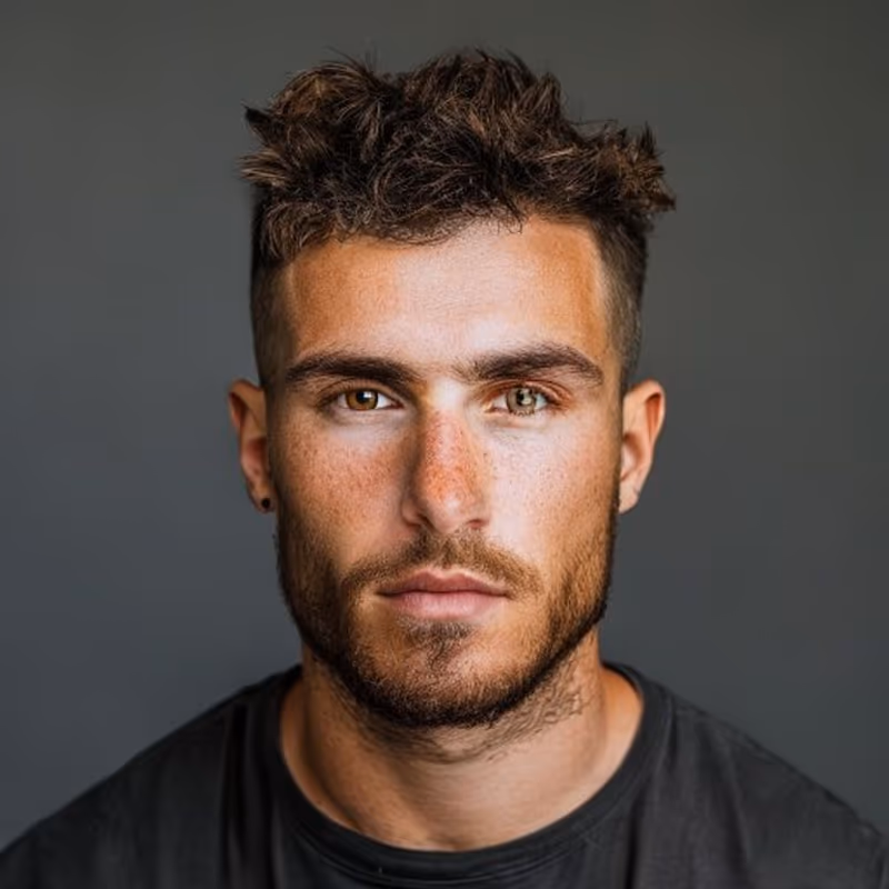 Messy Crew Cut hairstyle for men 2026 — Crew Cut variation, best for Casual, undone everyday style, modern barbering by Master Stylist Jessica Hamilton
