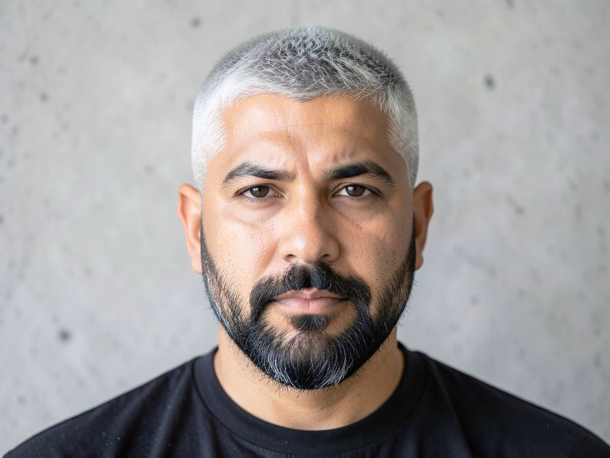 Man with a cristiano ronaldo highlighted crop haircut