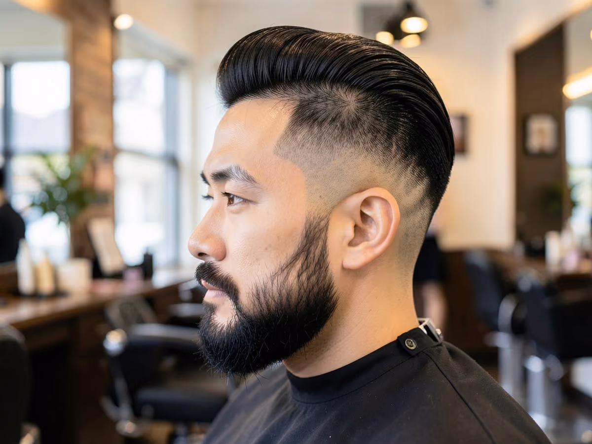 Man with a cristiano ronaldo pompadour fade