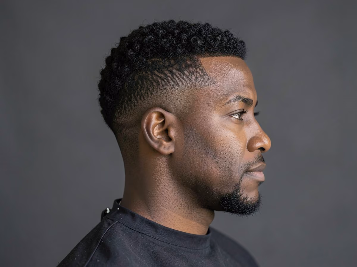Man with a coily hair fade