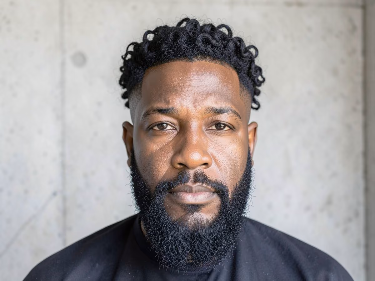 Man with a curly fade for black men