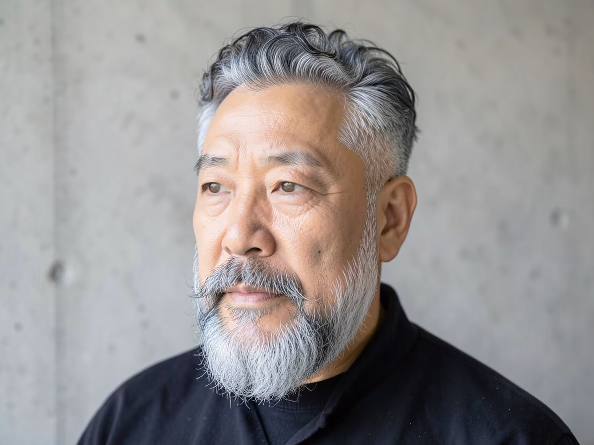 Man with a curly fade with full beard