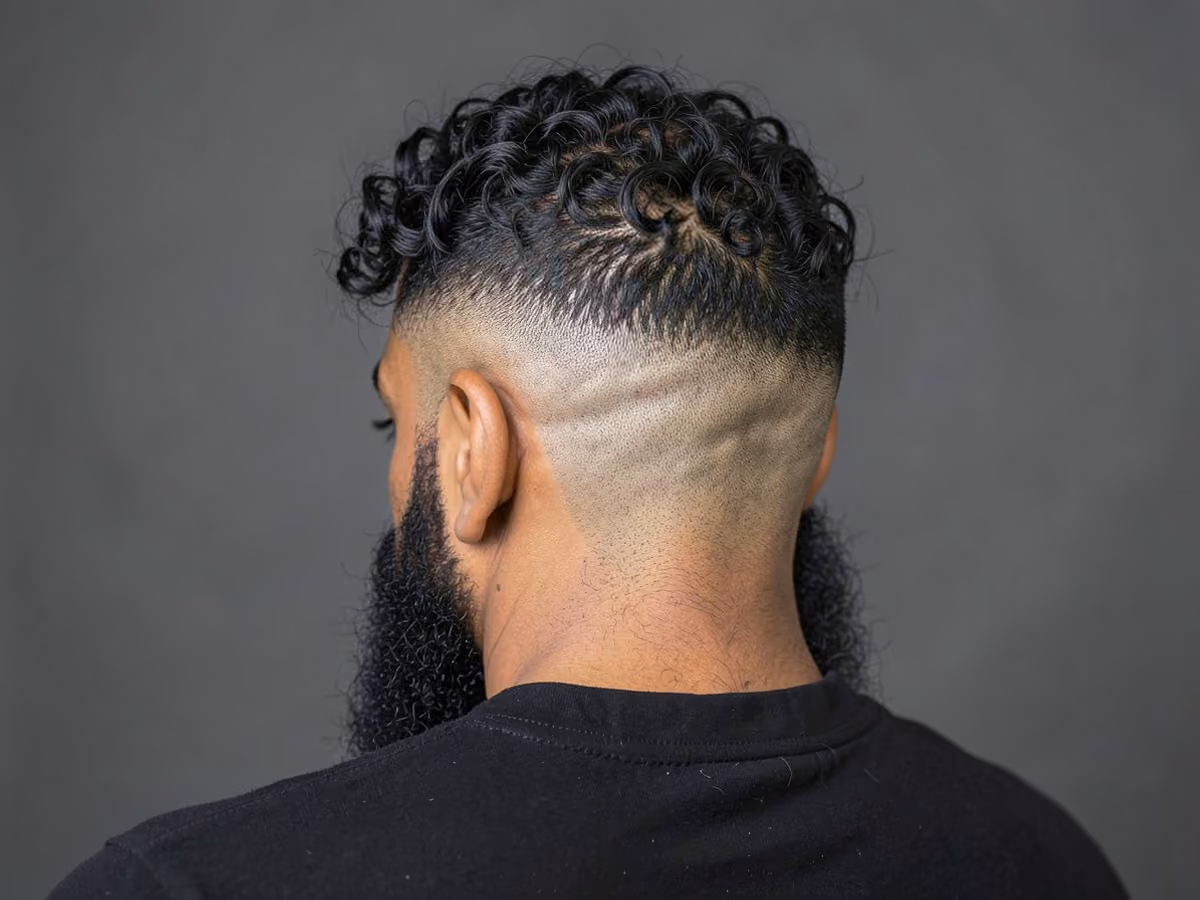 Man with a curly fringe fade