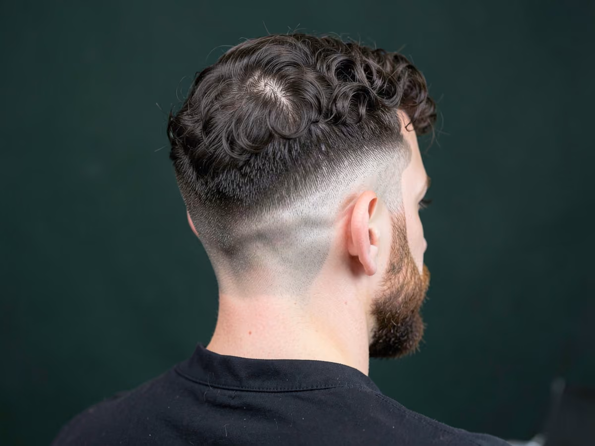 Man with a curly perm fade