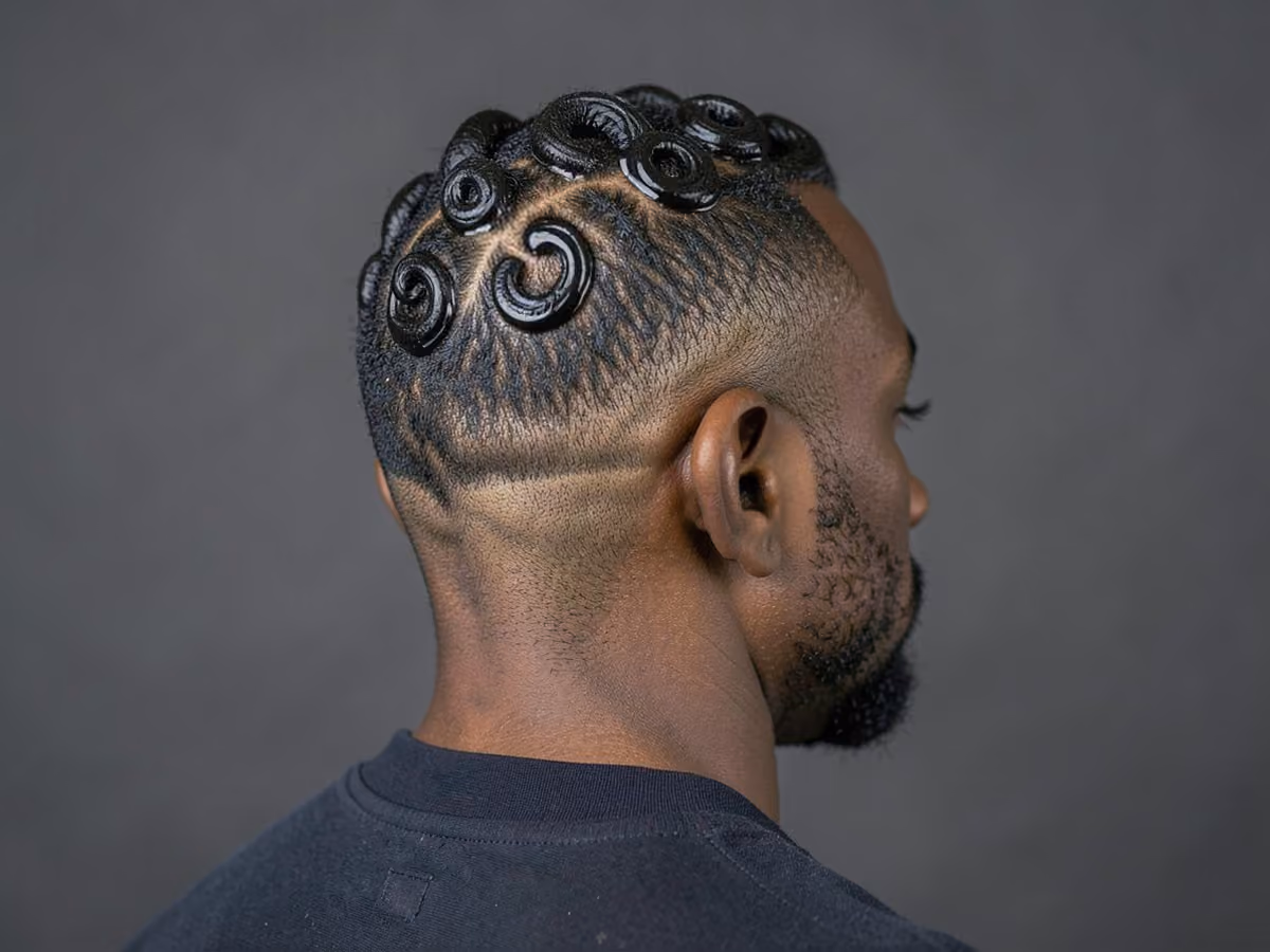 Man with a finger coil fade